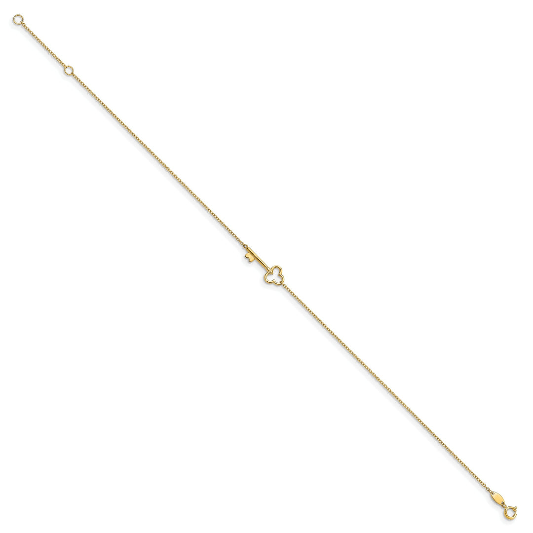 14k Yellow Gold Polished Key Anklet