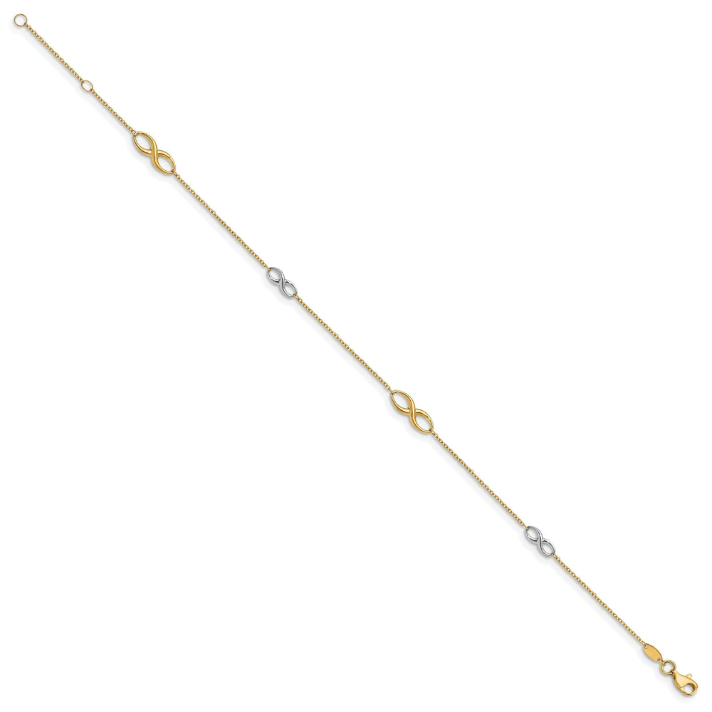 14k Two tone Polished Anklet