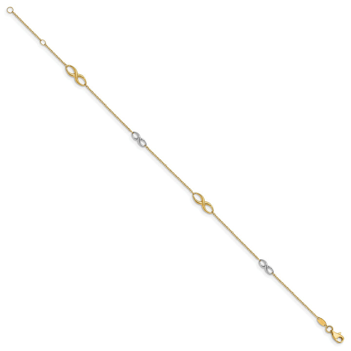 14k Two tone Polished Anklet