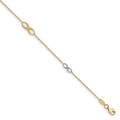 14k Two tone Polished Anklet at $ 247.62 only from Jewelryshopping.com