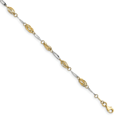 14k Two-tone Polished Fancy Link Anklet at $ 375.97 only from Jewelryshopping.com