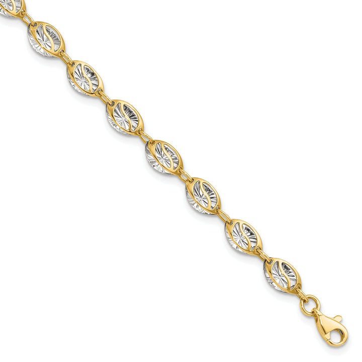 Leslie 14k Two Tone Gold Polished D.C Bracelet