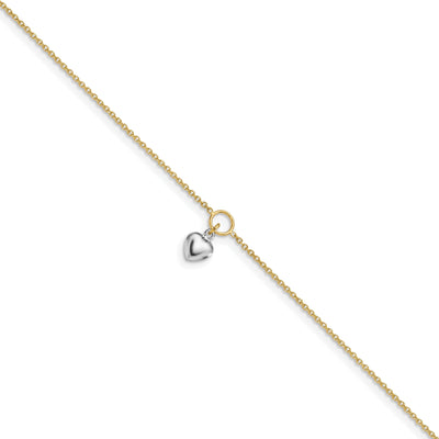 14k Two-tone Polished Heart Anklet at $ 285.21 only from Jewelryshopping.com