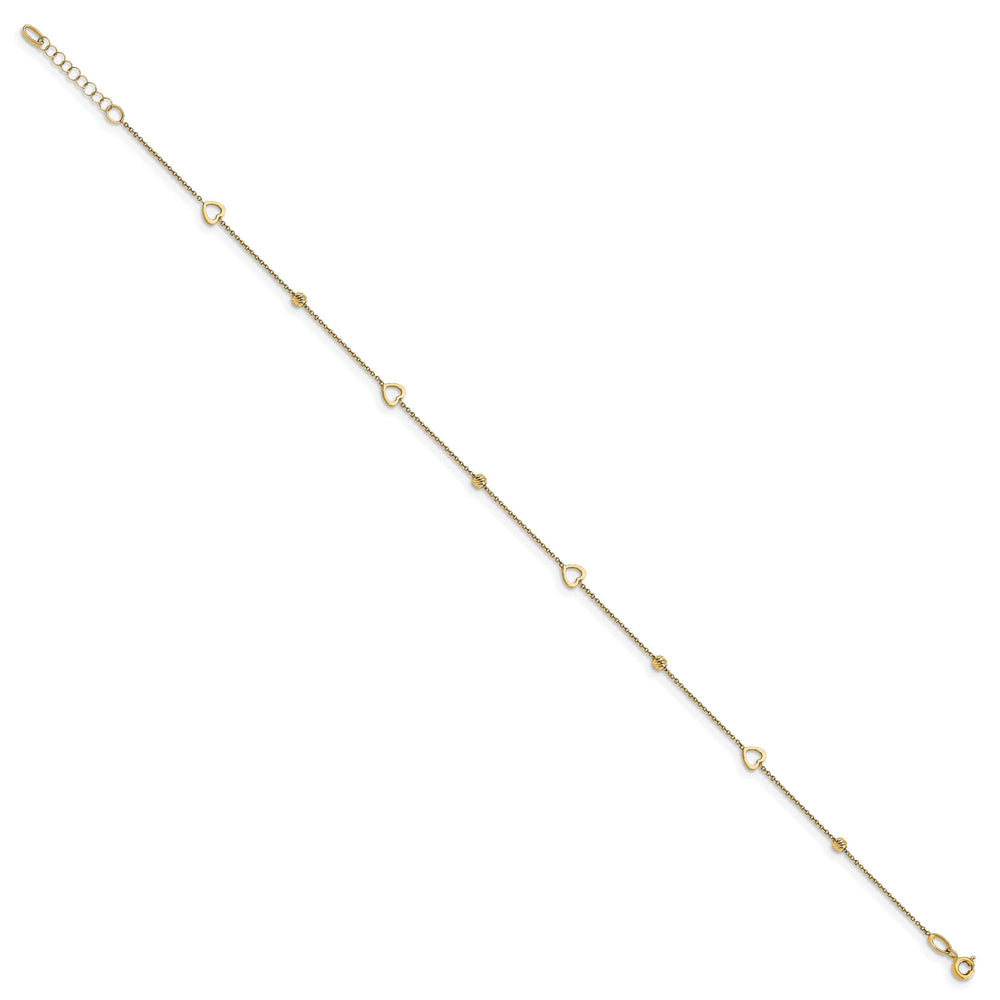 14k Yellow Gold Heart Anklet