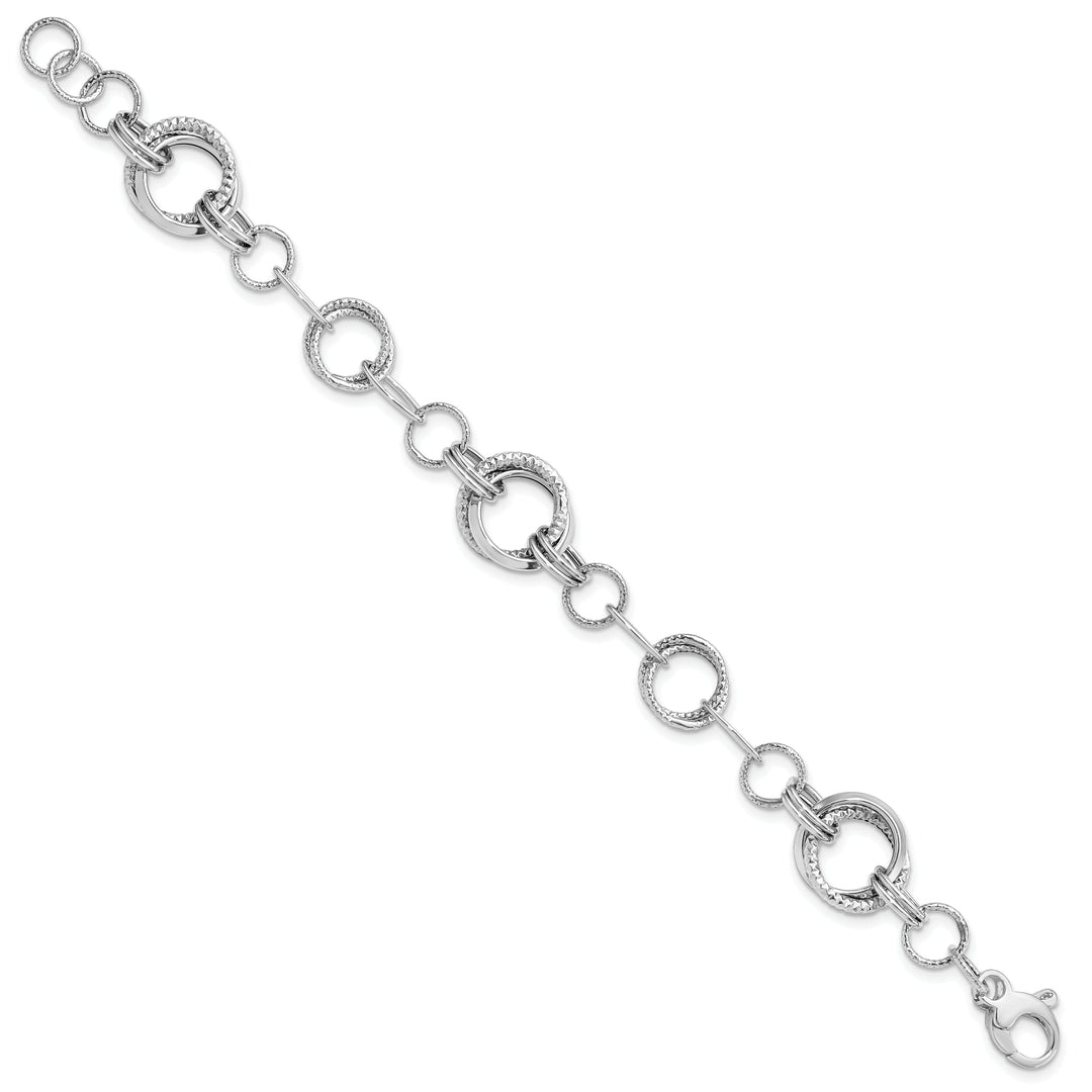 14k White Gold Polished Fancy Link Bracelet