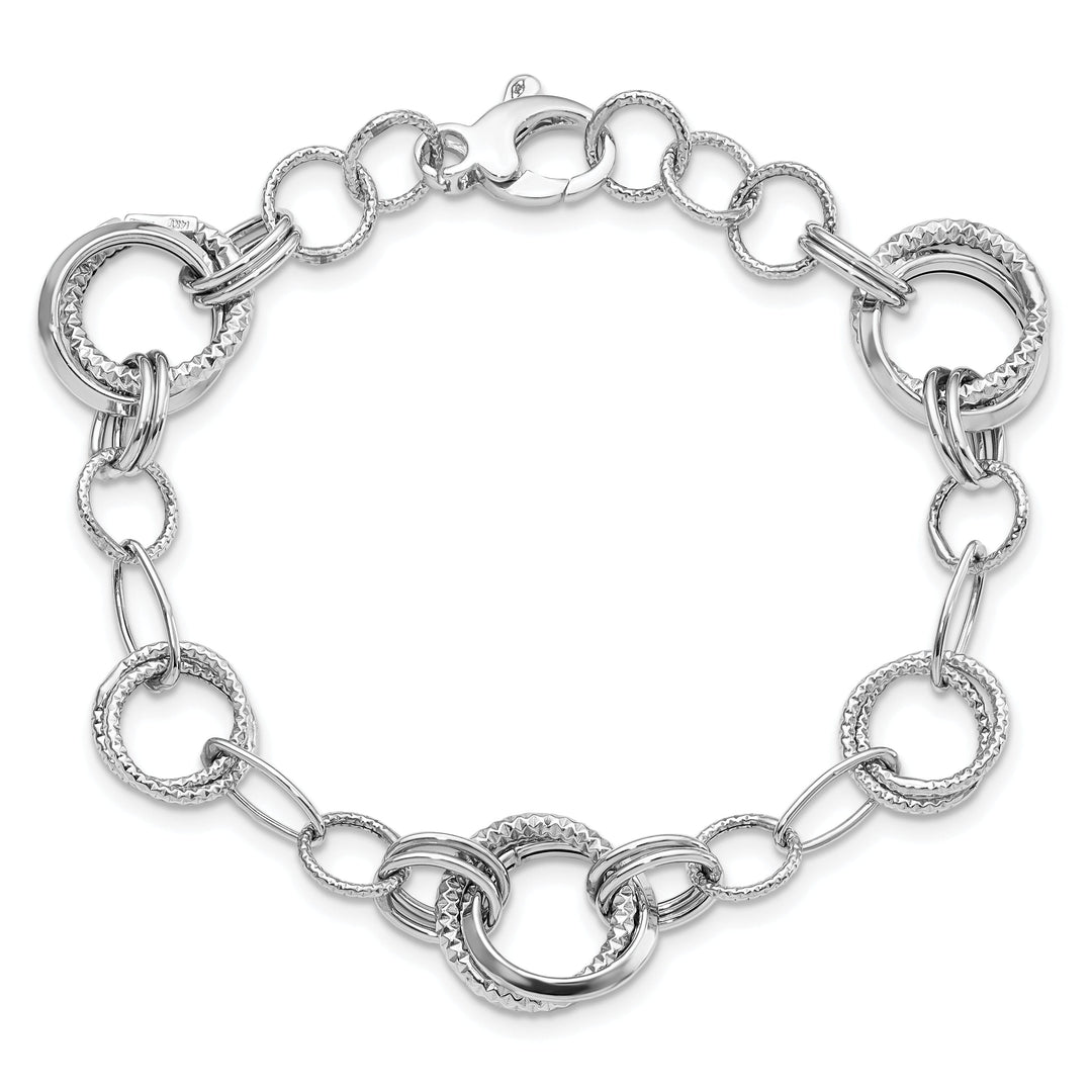 14k White Gold Polished Fancy Link Bracelet