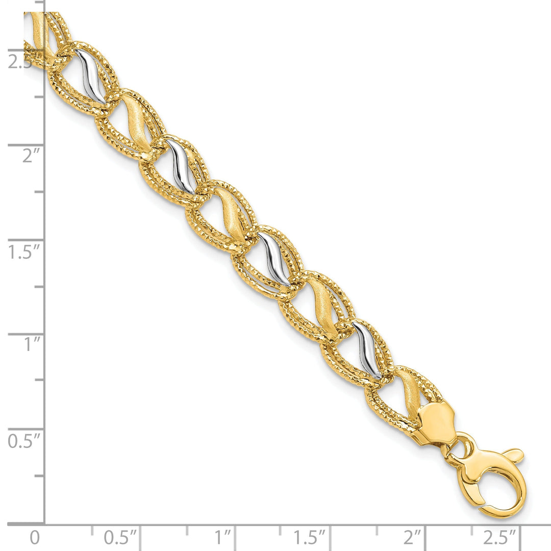 14k Two Tone Gold Brushed Textured Bracelet