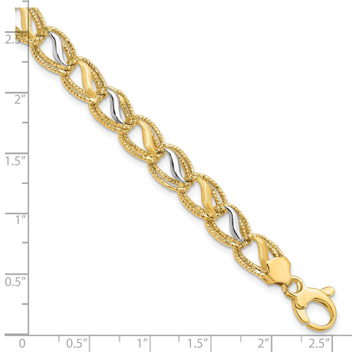 14k Two Tone Gold Brushed Textured Bracelet