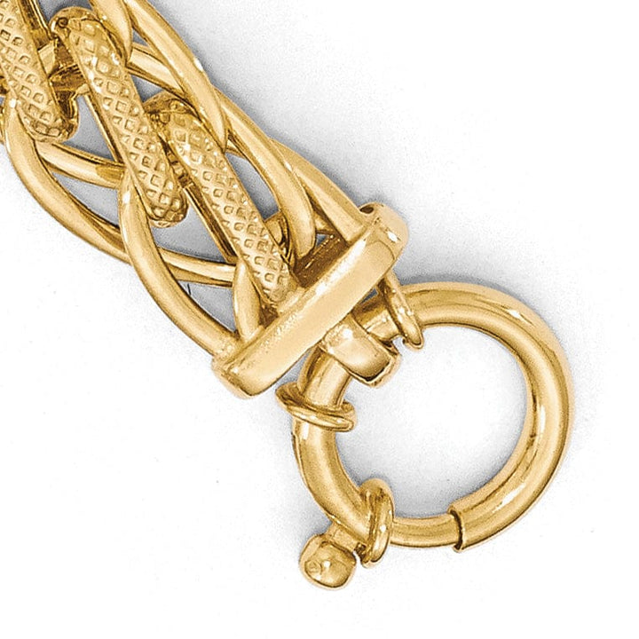 14k Yellow Gold Textured Fancy Link Bracelet
