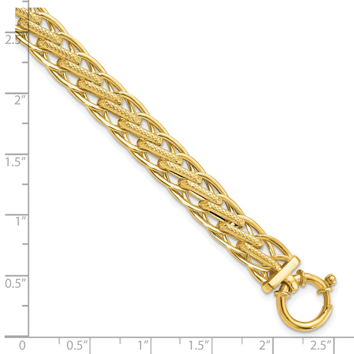 14k Yellow Gold Textured Fancy Link Bracelet
