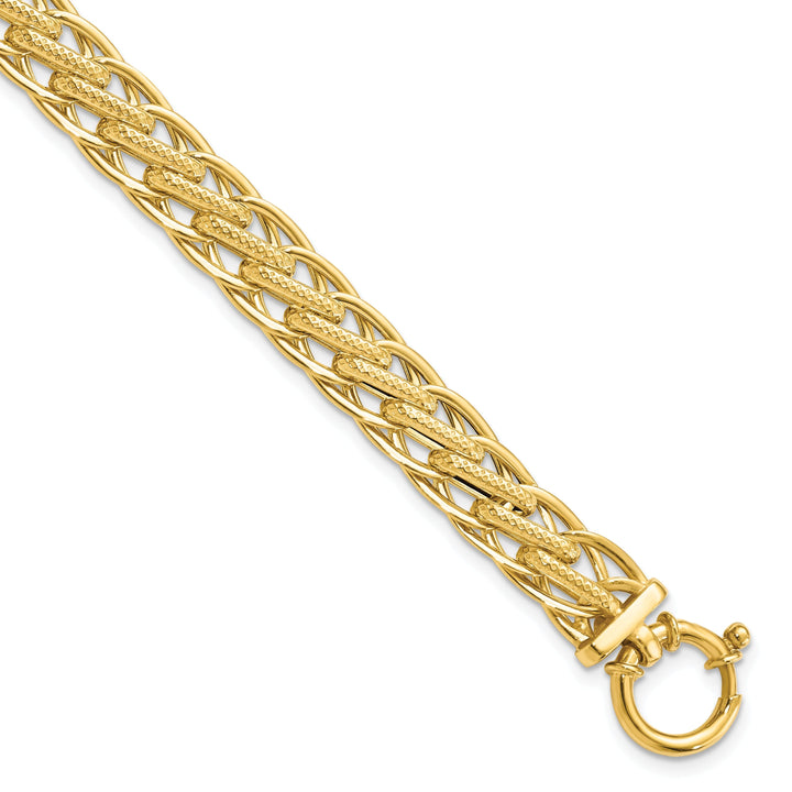 14k Yellow Gold Textured Fancy Link Bracelet