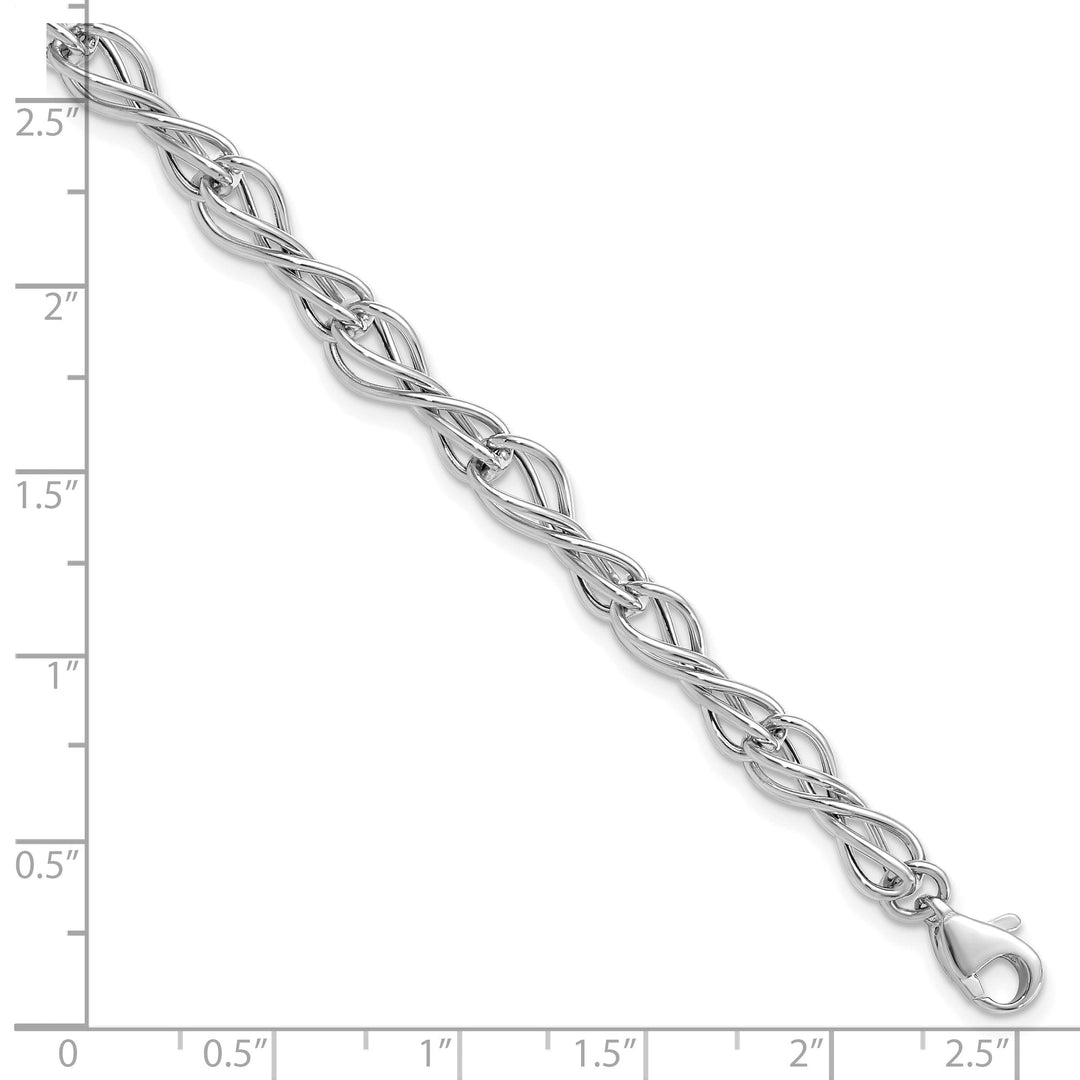 14k White Gold Polished Fancy Link Bracelet
