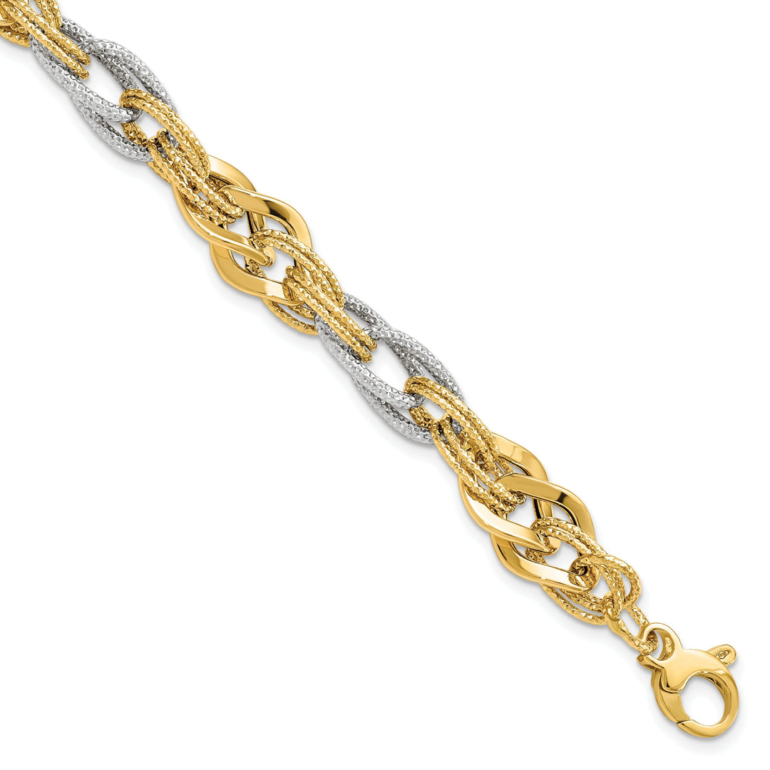 14k Yellow and White Gold Polished D.C Bracelet