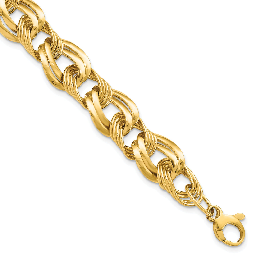 14k Yellow Gold Polished Fancy Link Bracelet
