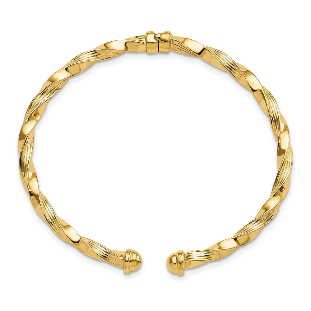 14k Yellow Gold Textured Hinge Cuff Bangle