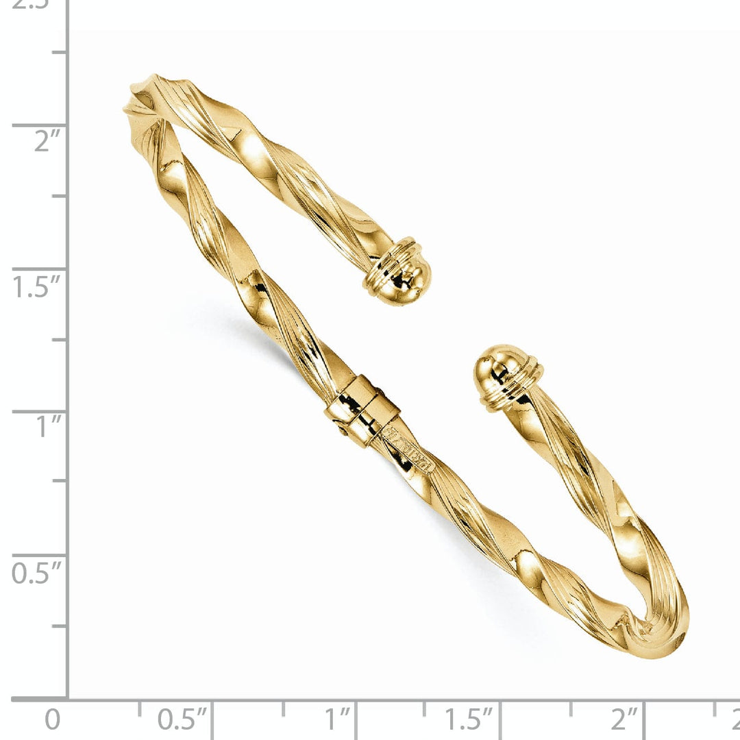 14k Yellow Gold Textured Hinge Cuff Bangle