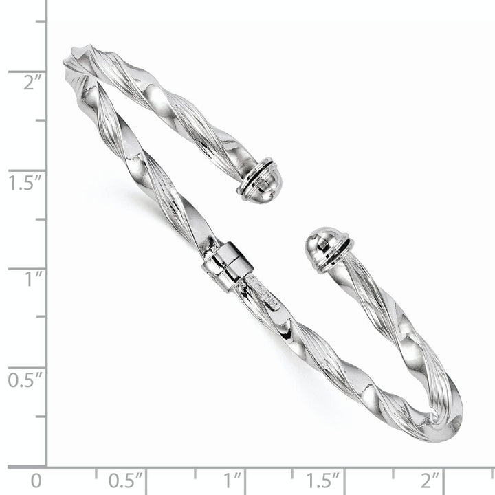 14k White Gold Textured Hinge Cuff Bangle