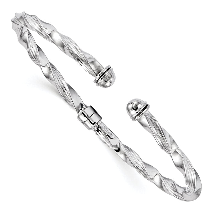 14k White Gold Textured Hinge Cuff Bangle