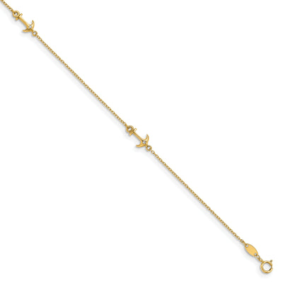 14k Yellow Gold C.Z Polished Anchor Anklet at $ 288.39 only from Jewelryshopping.com