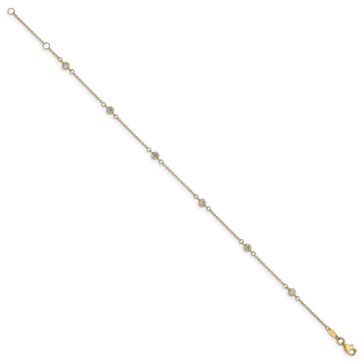 14k Yellow Gold C.Z Polished Anklet