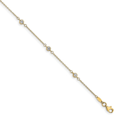 14k Yellow Gold C.Z Polished Anklet at $ 260.07 only from Jewelryshopping.com