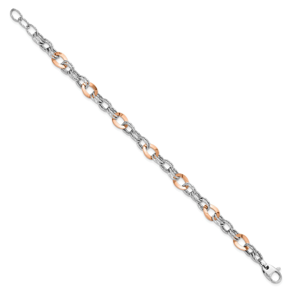 14K Two tone Gold Polish DC Fancy Link Bracelet