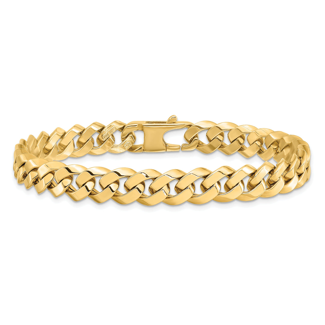 14k Yellow Gold 8.5mm Beveled Curb Bracelet