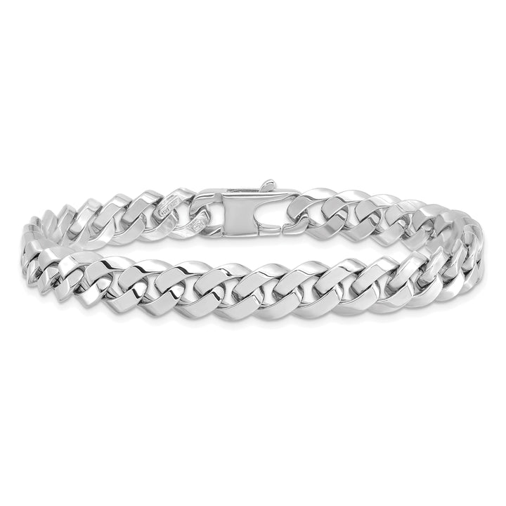 14K White Gold 8.5mm Beveled Curb Bracele