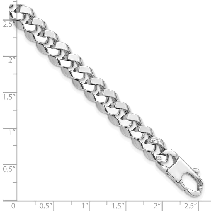 14K White Gold 8.5mm Beveled Curb Bracele