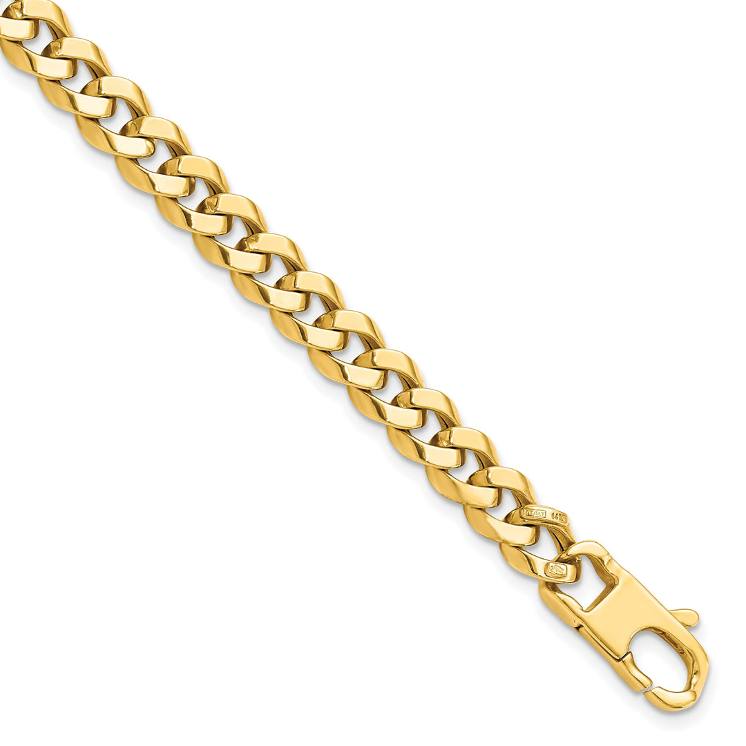 14k Yellow Gold 7.0mm Beveled Curb Bracelet