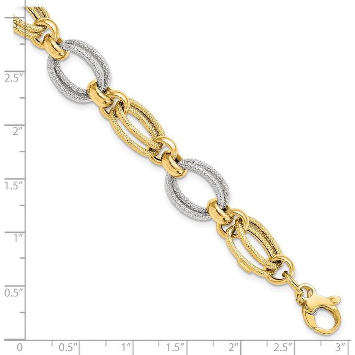 14k Two Tone Gold Fancy Link Bracelet