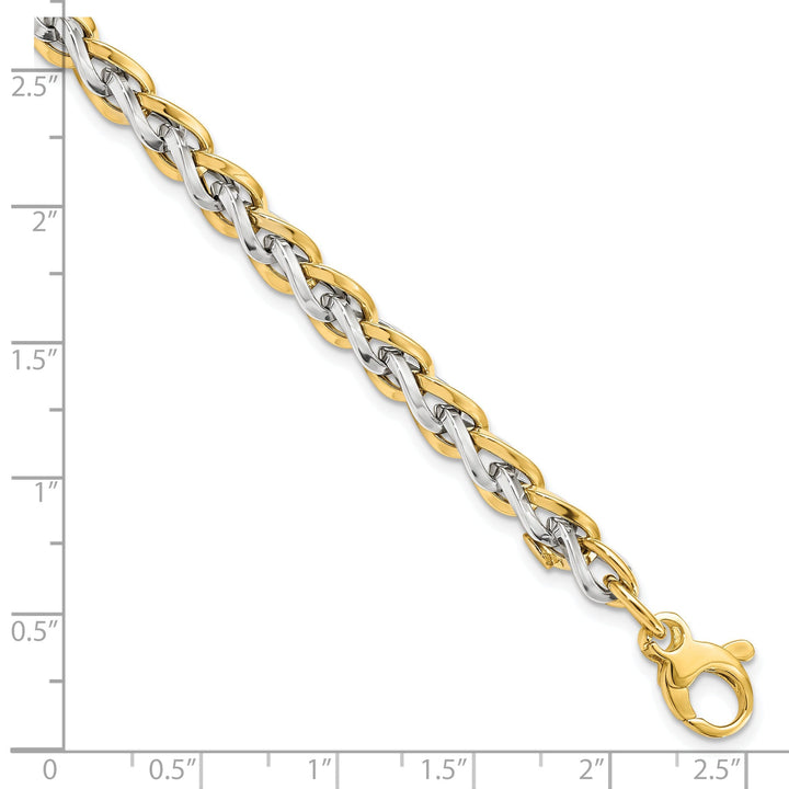 14k Two Tone Gold Fancy Link Bracelet