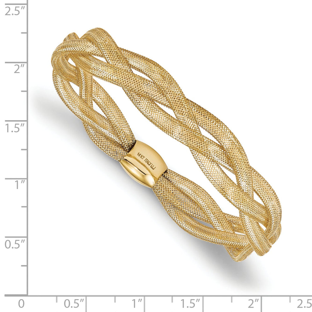 14k Yellow Gold Fancy Stretch Bangle Bracelet