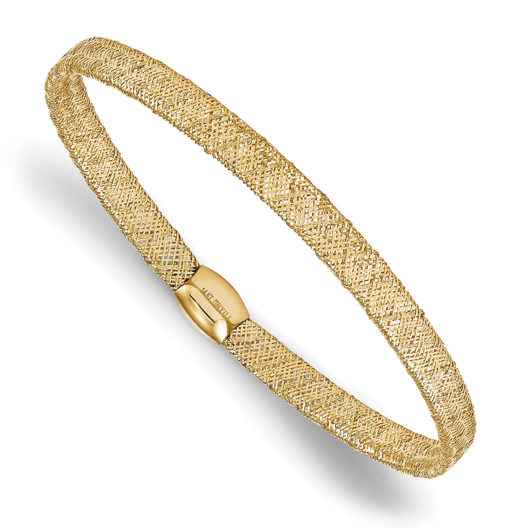 14k Yellow Gold Fancy Stretch 7.5-Inch Bangle Bracelet