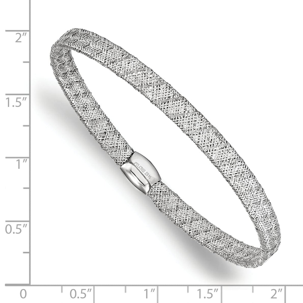 14k White Gold Fancy Stretch Bangle Bracelet