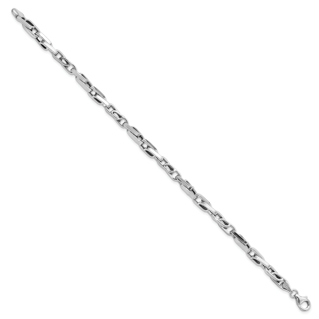 Leslie 14k White Gold Polish Fancy Link Bracelet