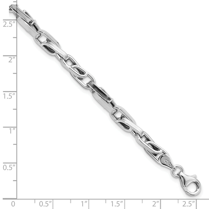 Leslie 14k White Gold Polish Fancy Link Bracelet