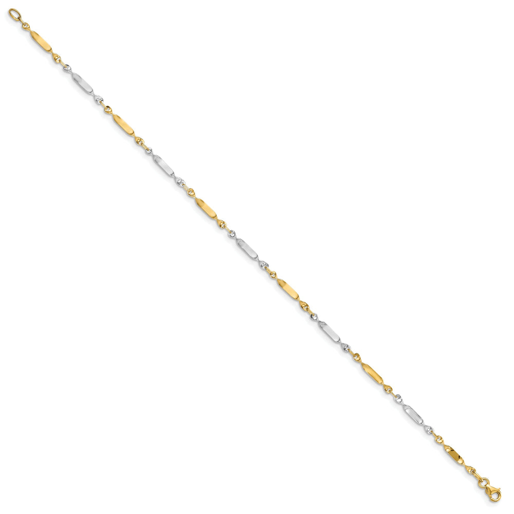 14k Two Tone Gold Polished Twisted Link Anklet