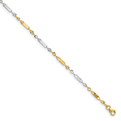 14k Two Tone Gold Polished Twisted Link Anklet at $ 484.65 only from Jewelryshopping.com