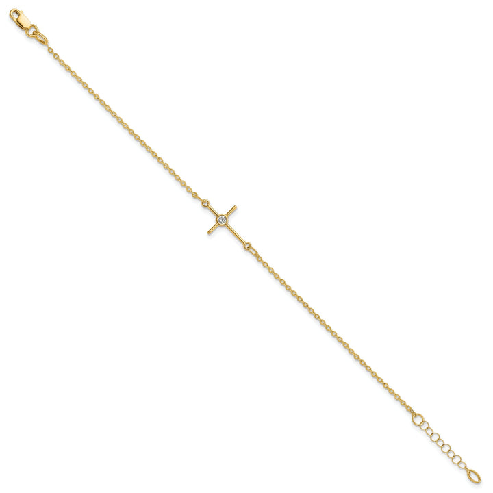 14k Yellow Gold C.Z Cross Bracelet