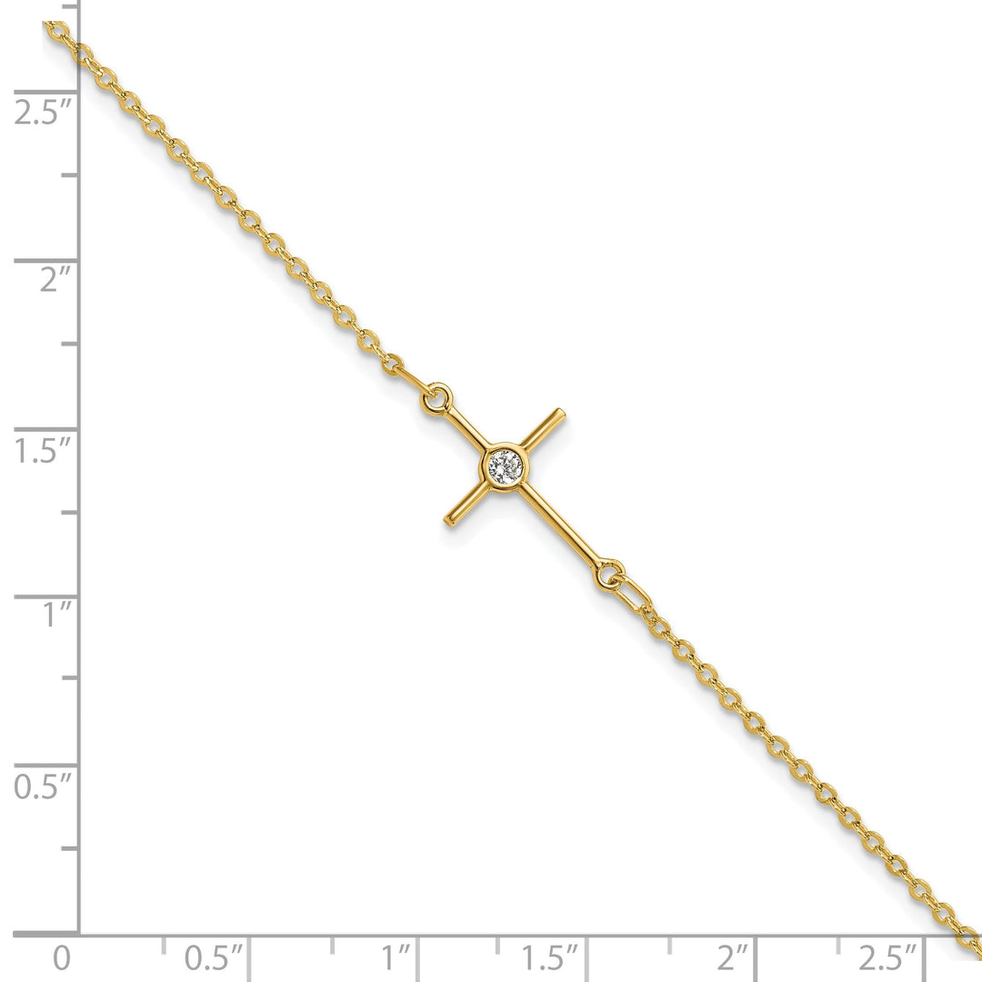 14k Yellow Gold C.Z Cross Bracelet