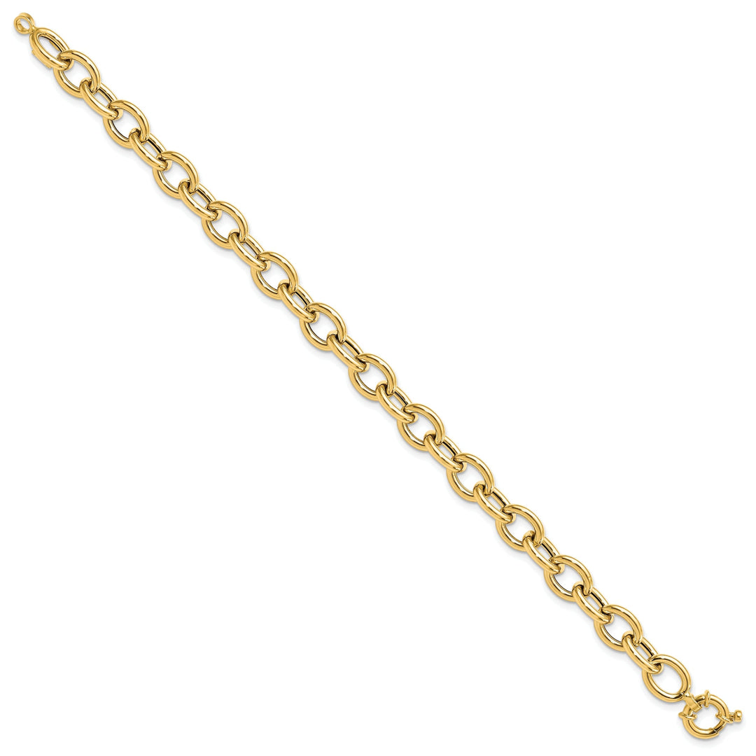 14k Yellow Gold Polish Cable Oval Link Bracelet