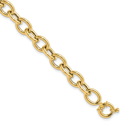 14k Yellow Gold Polish Cable Oval Link Bracelet