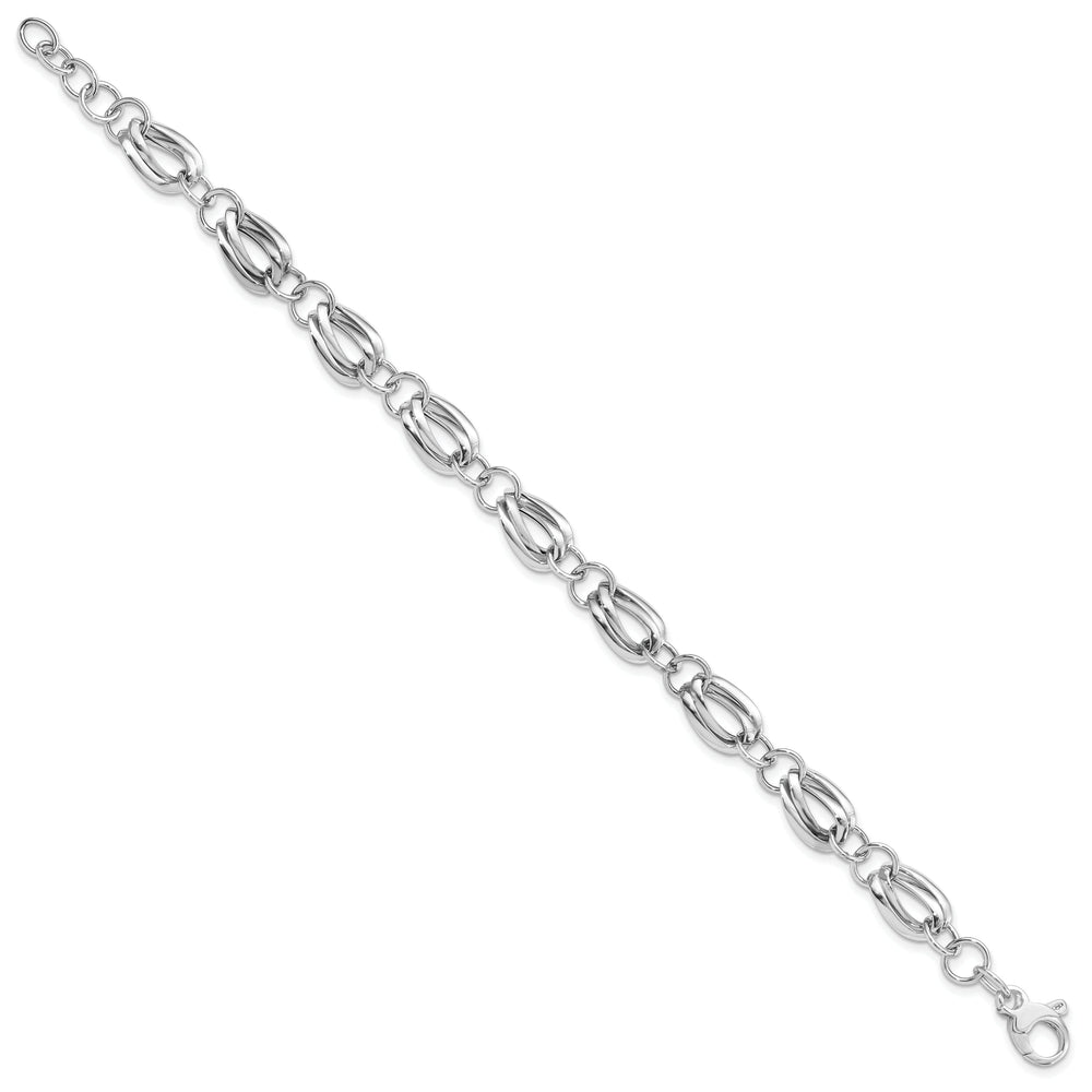 14k White Gold Polished Fancy Link Bracelet