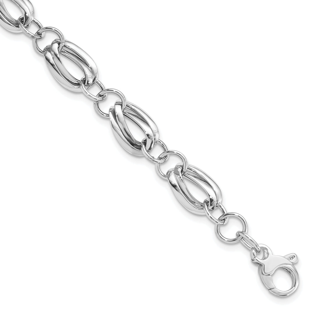 14k White Gold Polished Fancy Link Bracelet