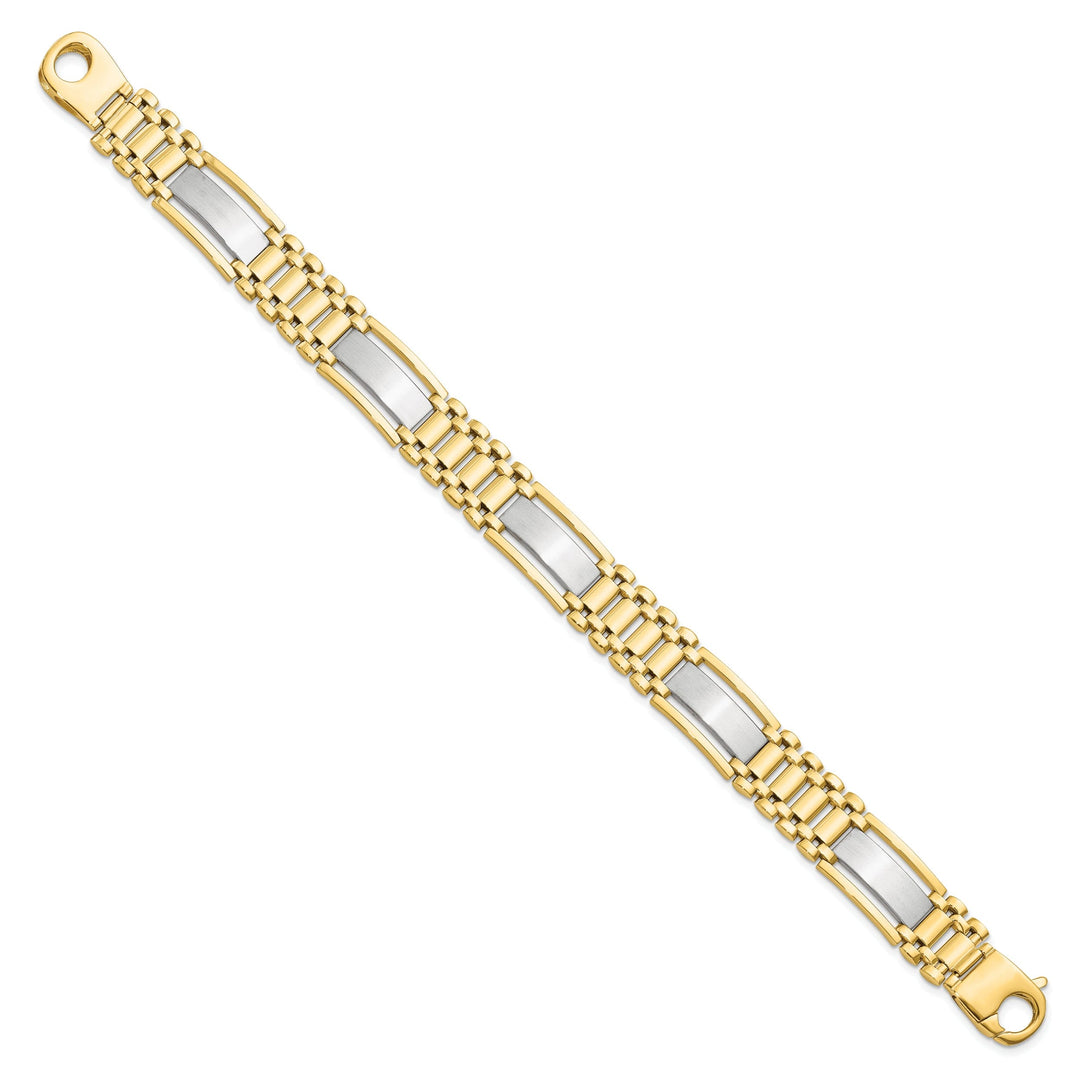 14k Two Tone Gold Polished Satin Mens Bracelet