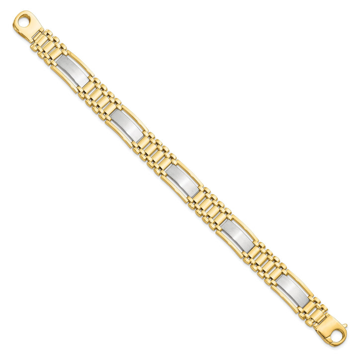 14k Two Tone Gold Polished Satin Mens Bracelet
