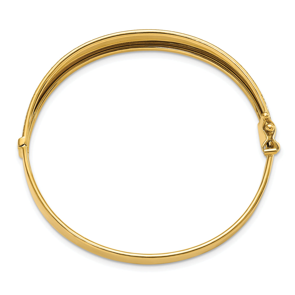 Leslie 14k Yellow Gold Polished Textured Bangle