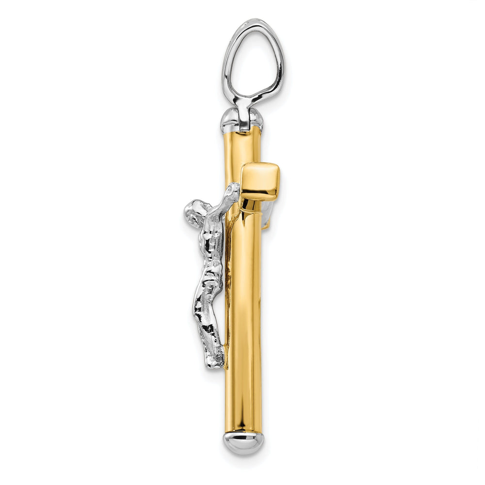 14k Two Tone Gold Polished Crucifix Pendant