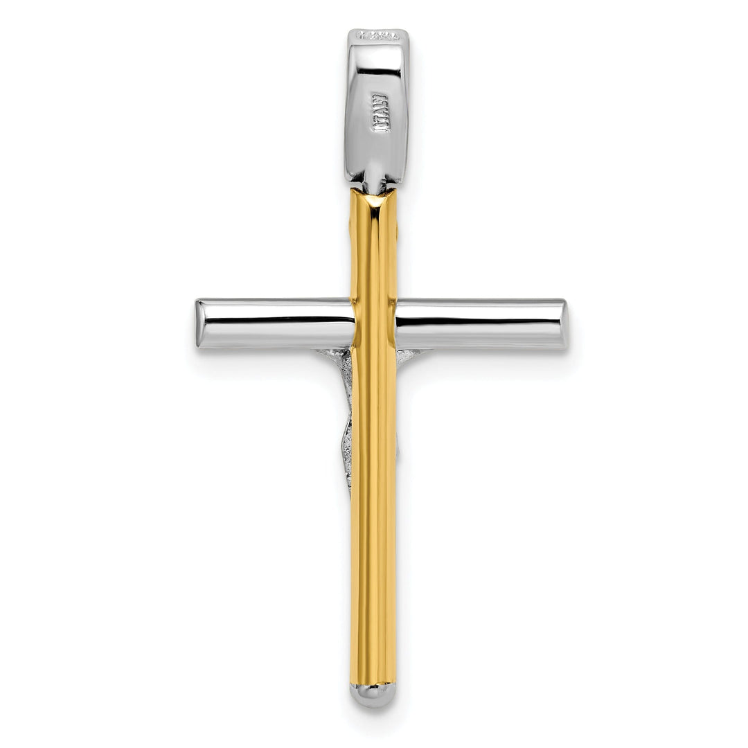 14k Two Tone Gold Polished Crucifix Pendant